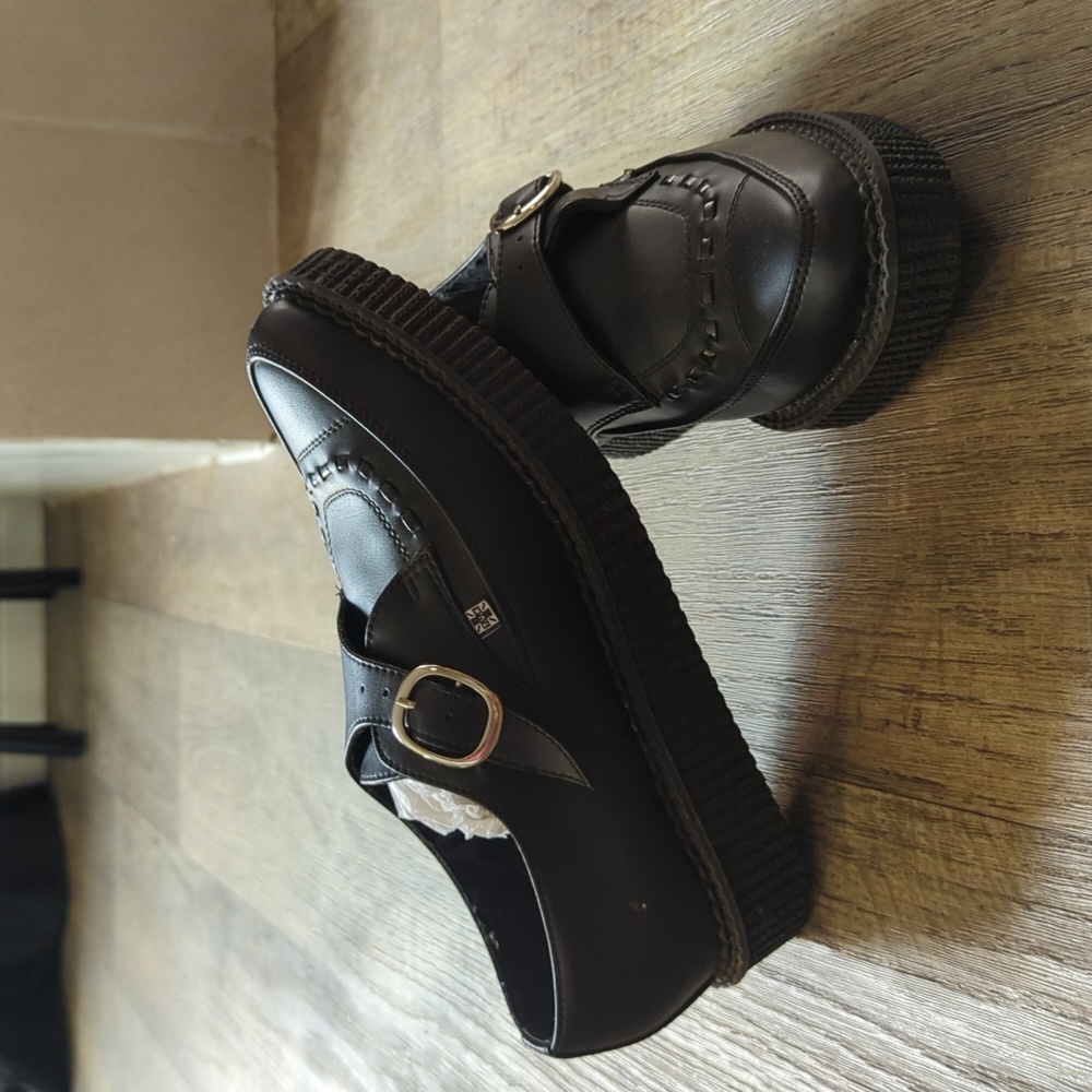 TUK Black Leather Look Creepers